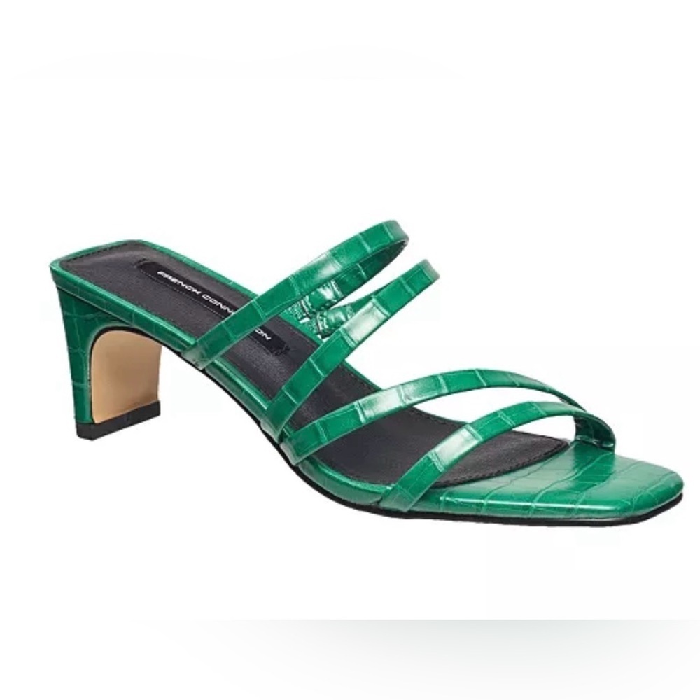 French Connection Women's Green Snake Parker Strappy Low Heel Sandals Size 11